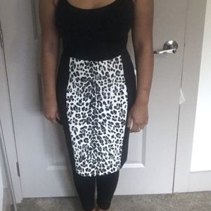 White House Black Market Black/White Leopard Skirt